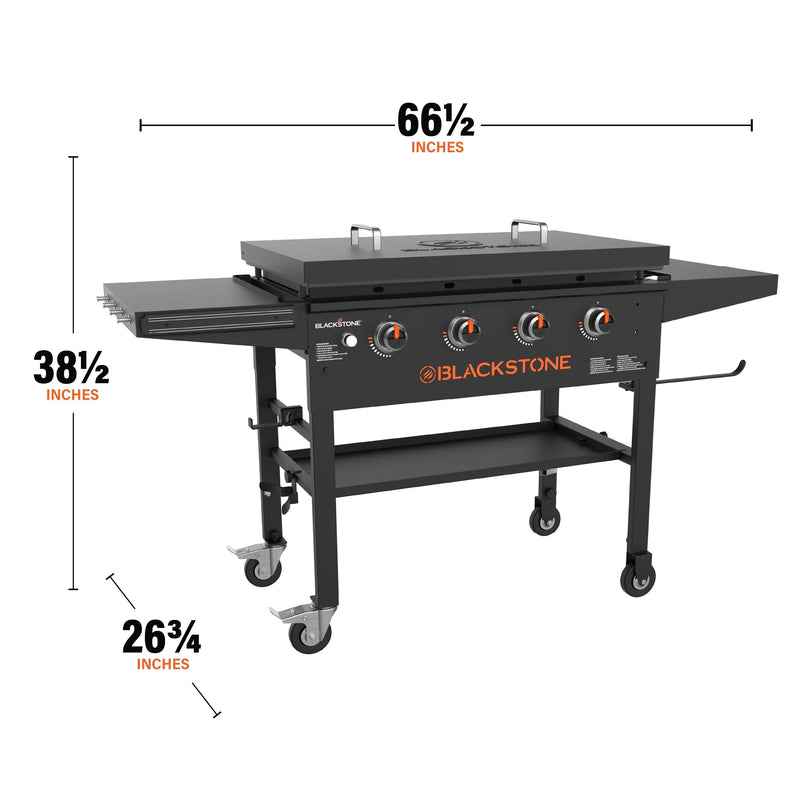 Heavy-Duty 4-Burner 36" Gas Griddle Station with Hard Cover